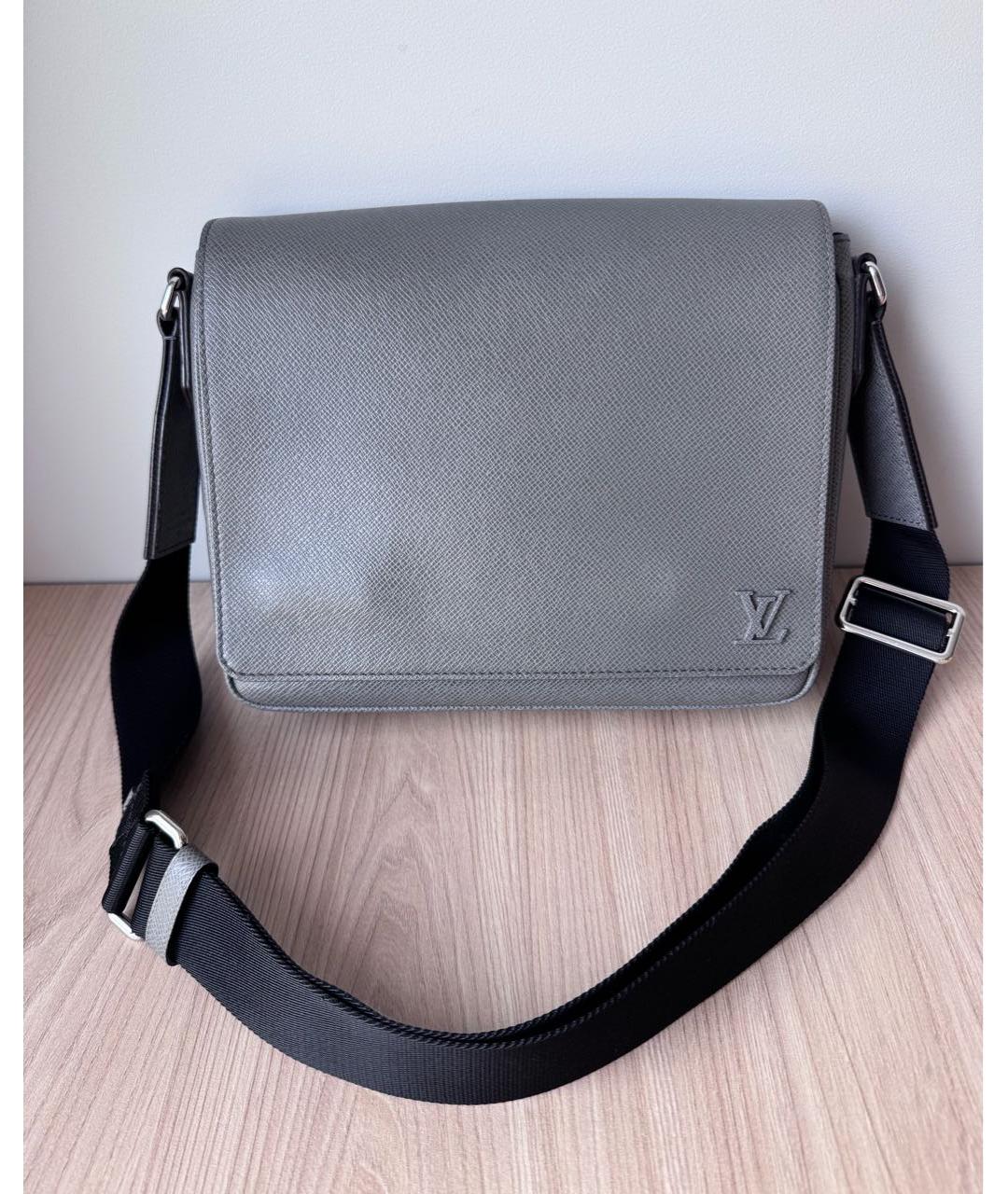 LOUIS VUITTON Серая кожаная сумка на плечо, фото 9