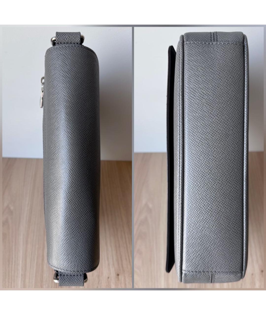 LOUIS VUITTON Серая кожаная сумка на плечо, фото 5