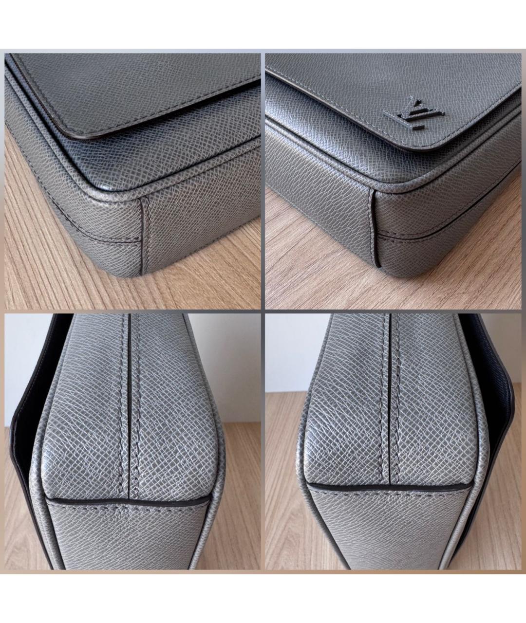 LOUIS VUITTON Серая кожаная сумка на плечо, фото 7