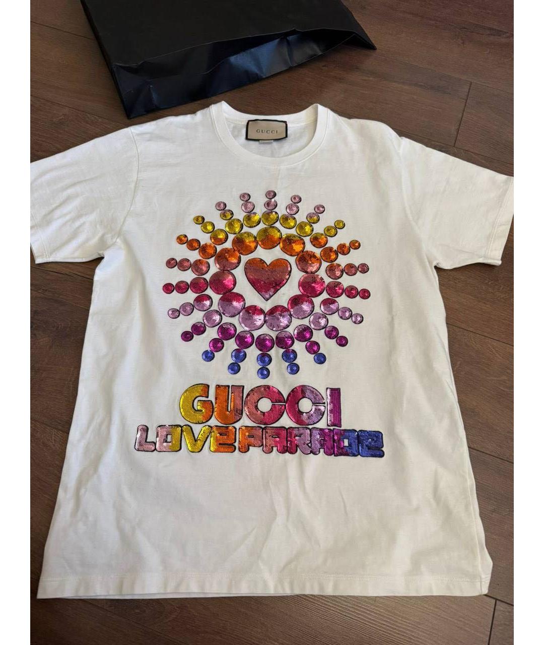 GUCCI Белая хлопковая футболка, фото 5