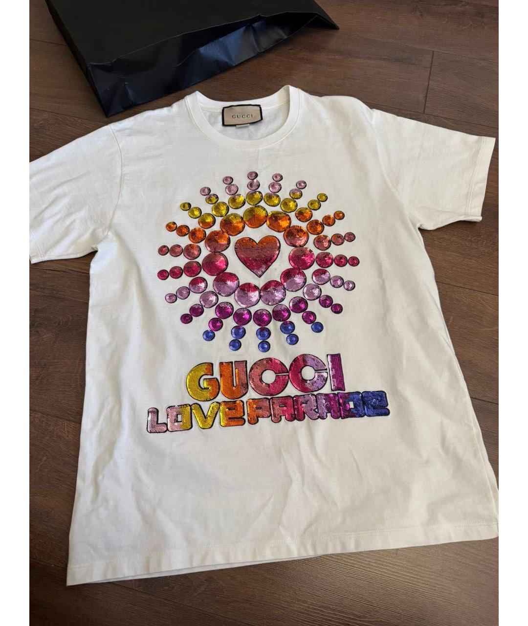 GUCCI Белая хлопковая футболка, фото 2