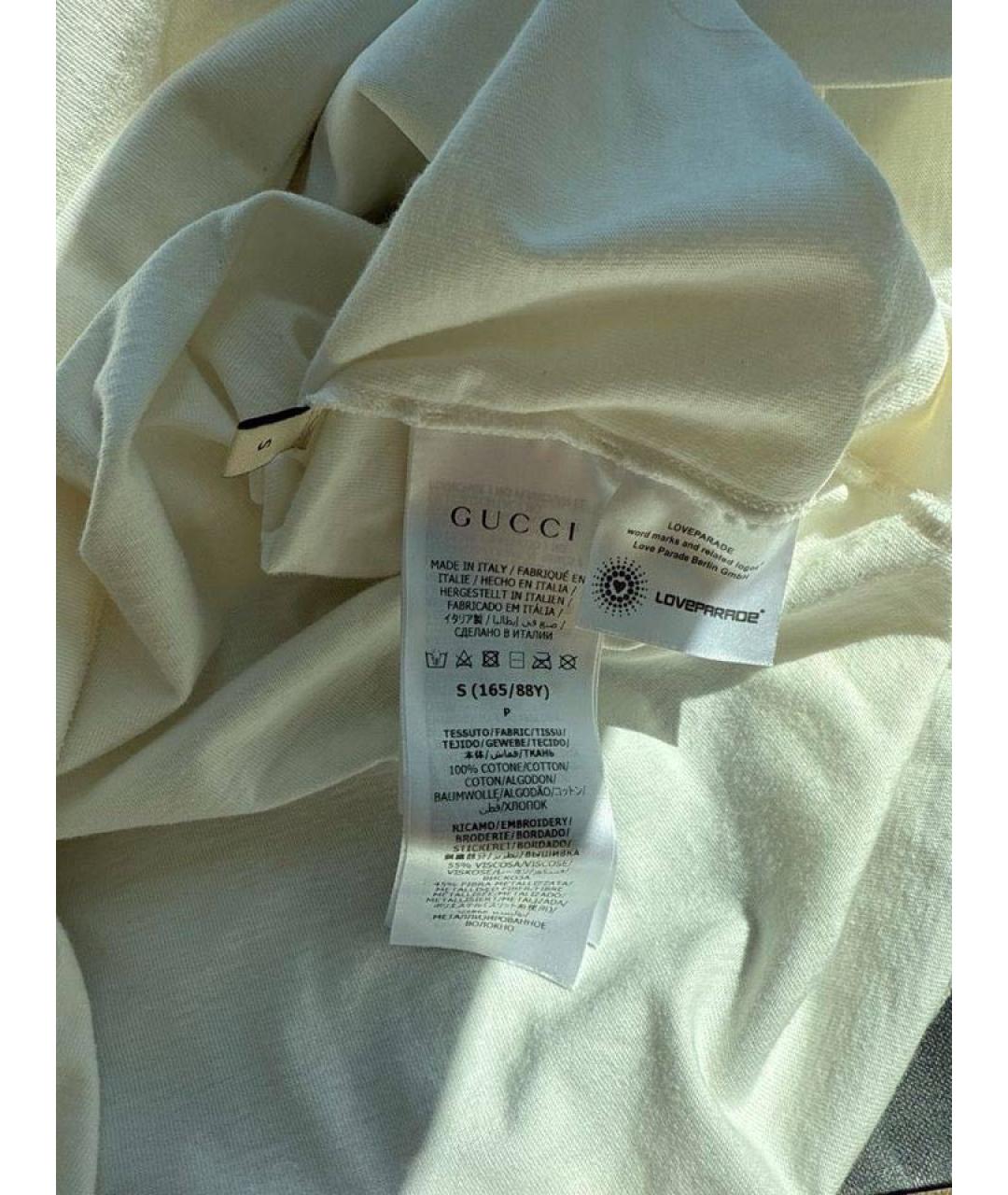 GUCCI Белая хлопковая футболка, фото 3