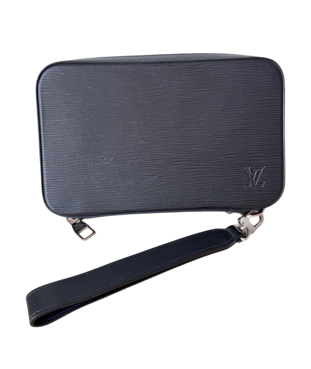 LOUIS VUITTON Черная кожаная барсетка, фото 1