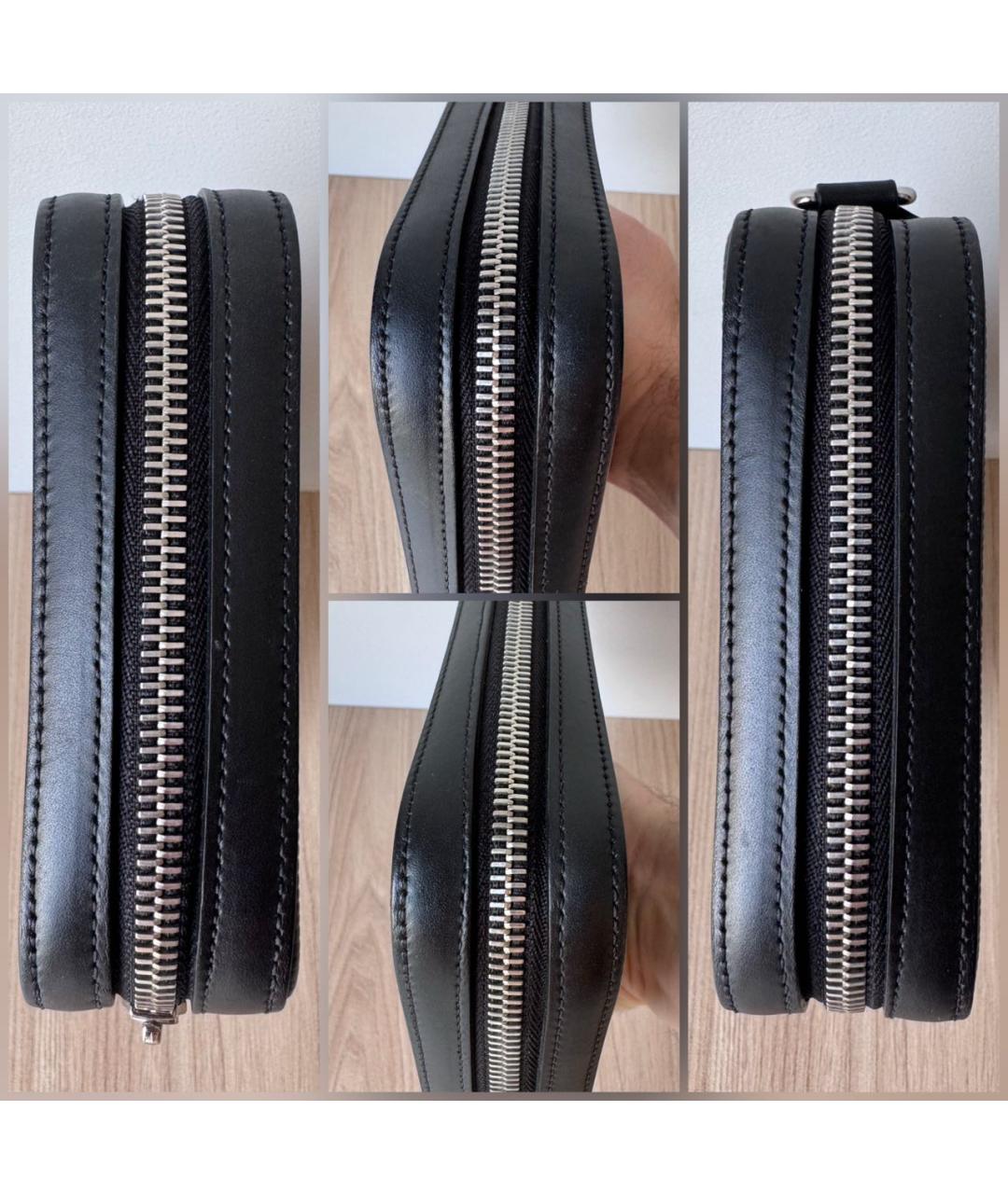 LOUIS VUITTON Черная кожаная барсетка, фото 5