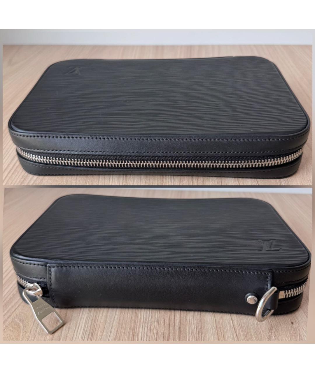 LOUIS VUITTON Черная кожаная барсетка, фото 6