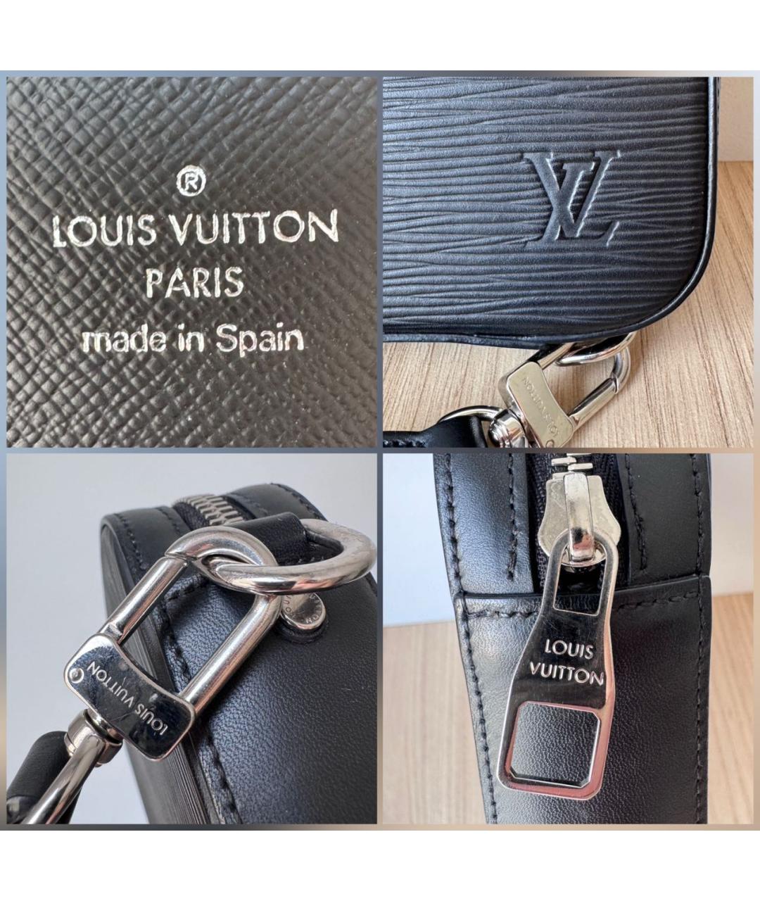 LOUIS VUITTON Черная кожаная барсетка, фото 8