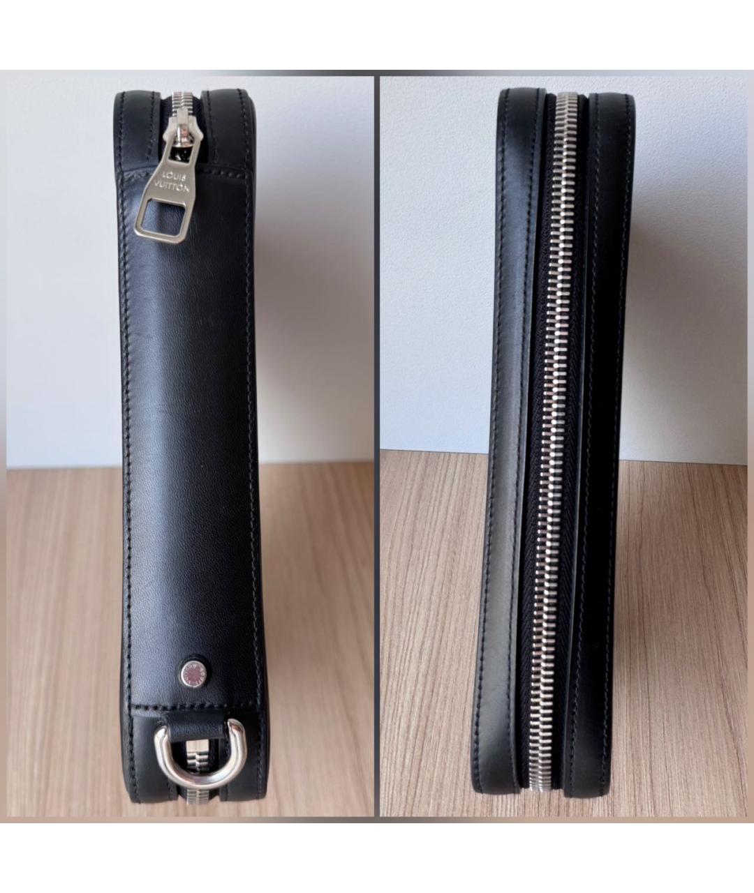 LOUIS VUITTON Черная кожаная барсетка, фото 4