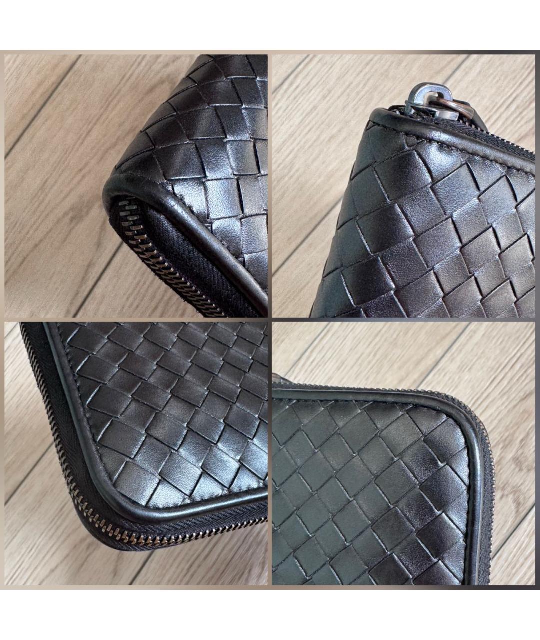 BOTTEGA VENETA Черный кожаный кошелек, фото 8