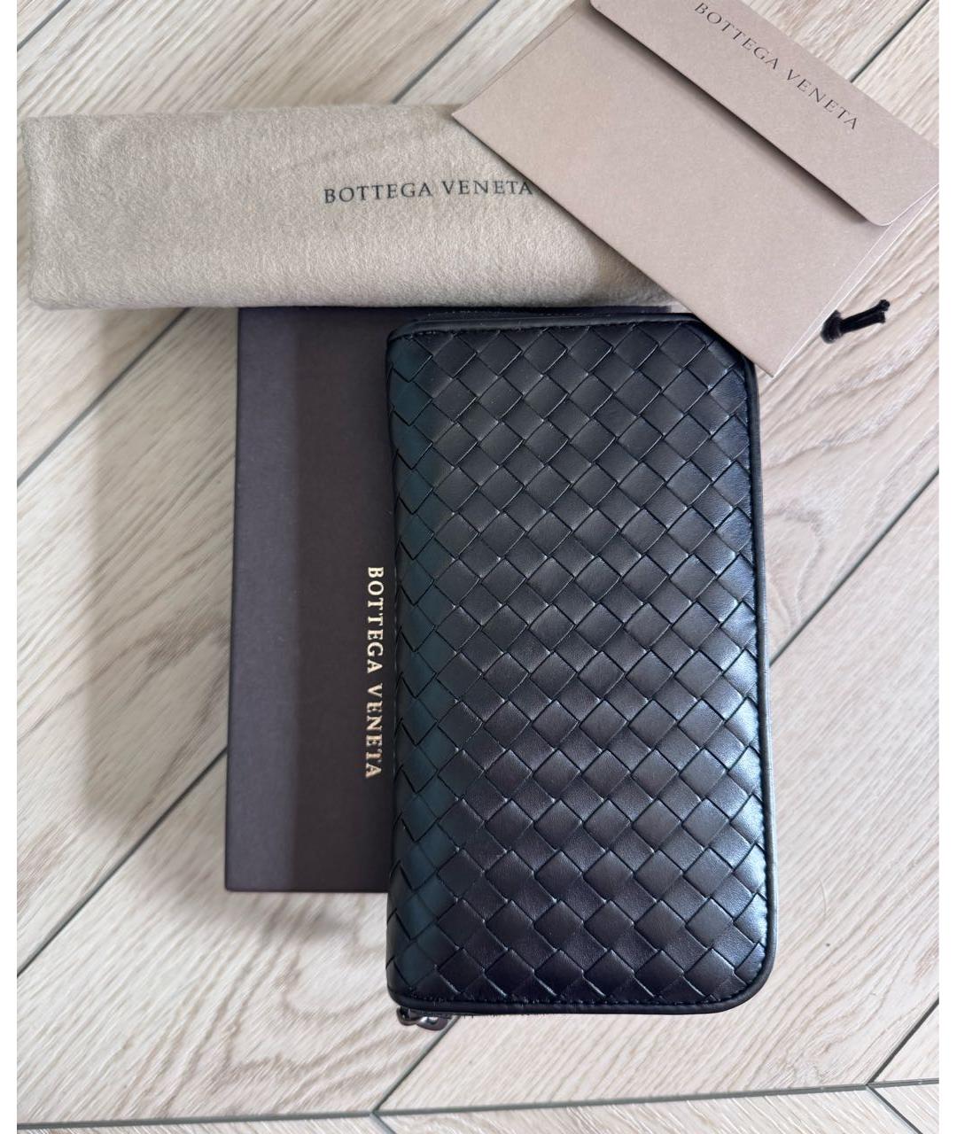 BOTTEGA VENETA Черный кожаный кошелек, фото 9