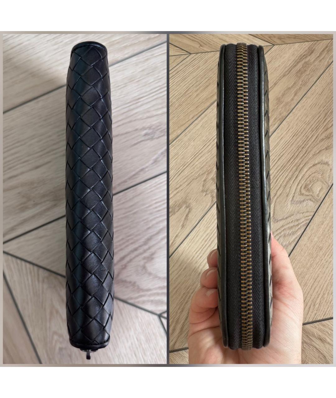 BOTTEGA VENETA Черный кожаный кошелек, фото 6