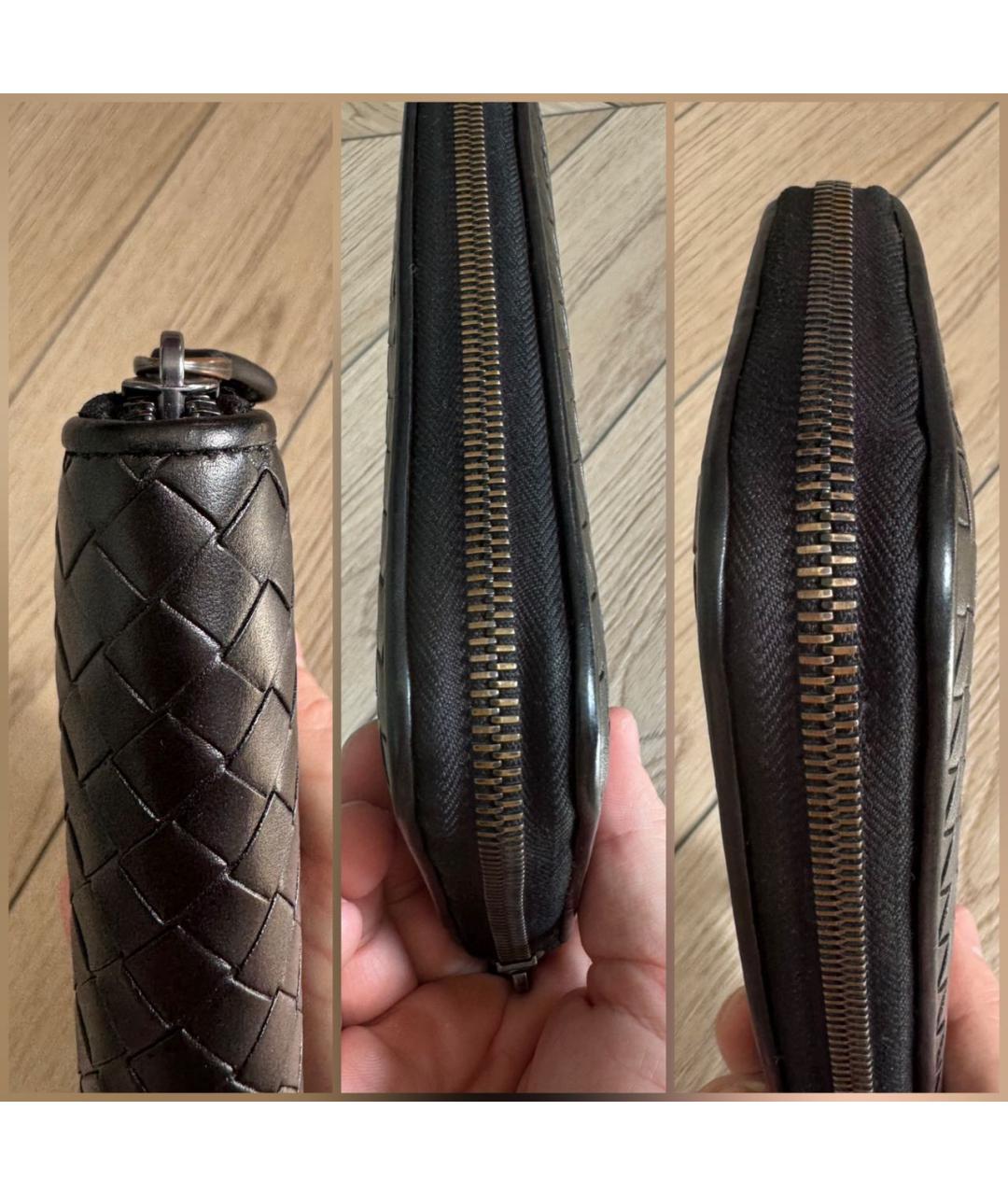 BOTTEGA VENETA Черный кожаный кошелек, фото 7