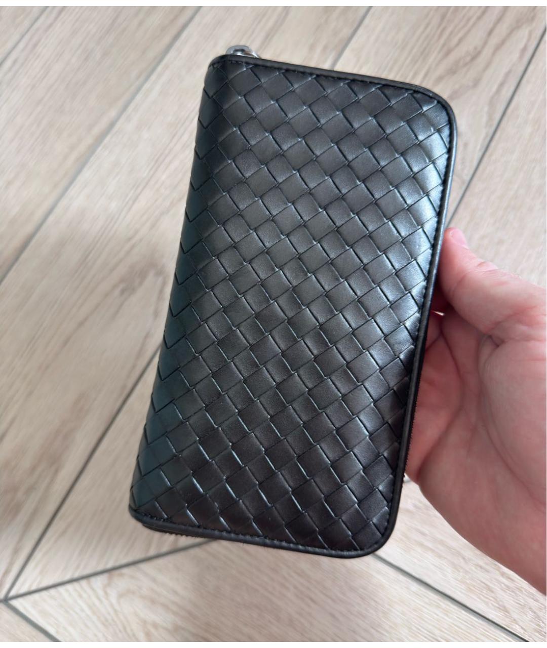 BOTTEGA VENETA Черный кожаный кошелек, фото 4