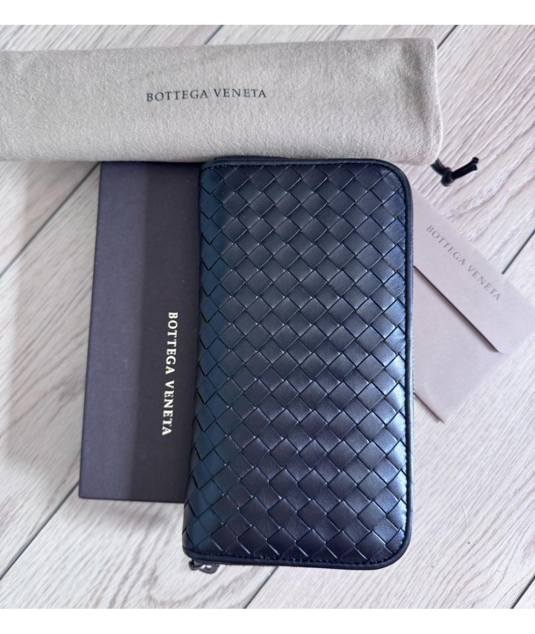 BOTTEGA VENETA Черный кожаный кошелек, фото 2