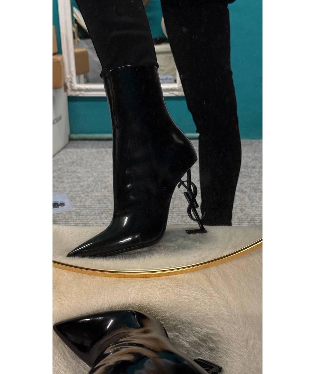 SAINT LAURENT Черные кожаные ботильоны, фото 3