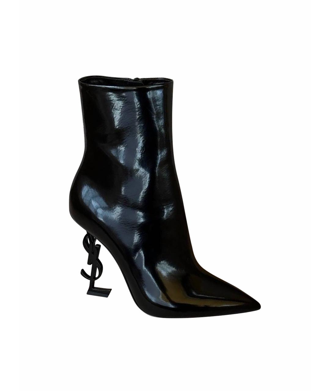 SAINT LAURENT Черные кожаные ботильоны, фото 1