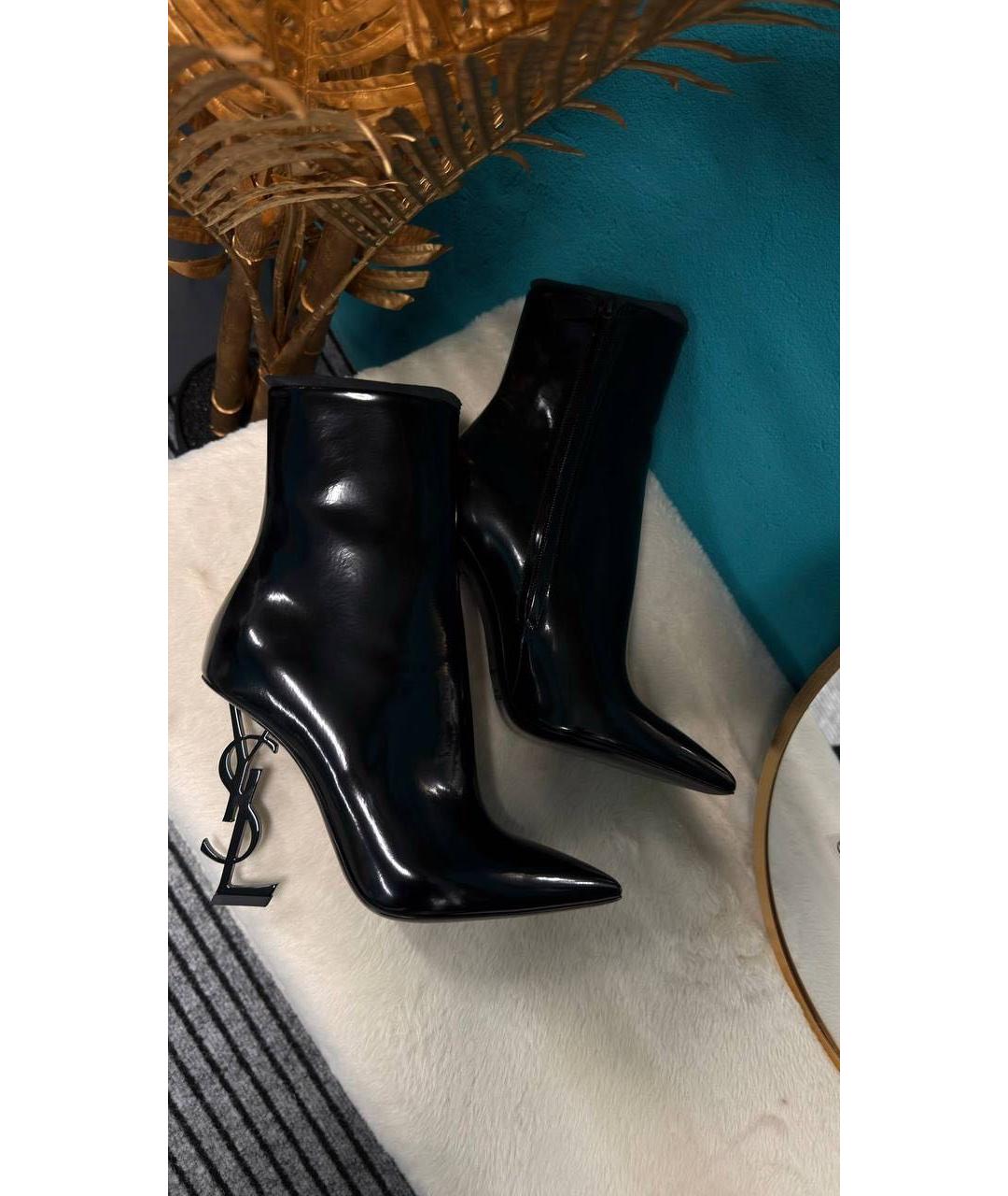 SAINT LAURENT Черные кожаные ботильоны, фото 2