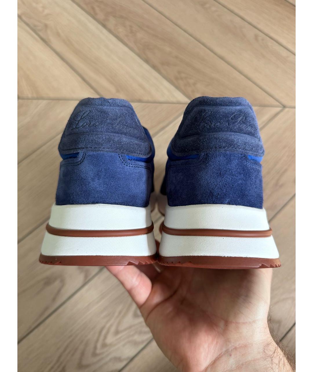 LORO PIANA Синие текстильные низкие кроссовки / кеды, фото 7
