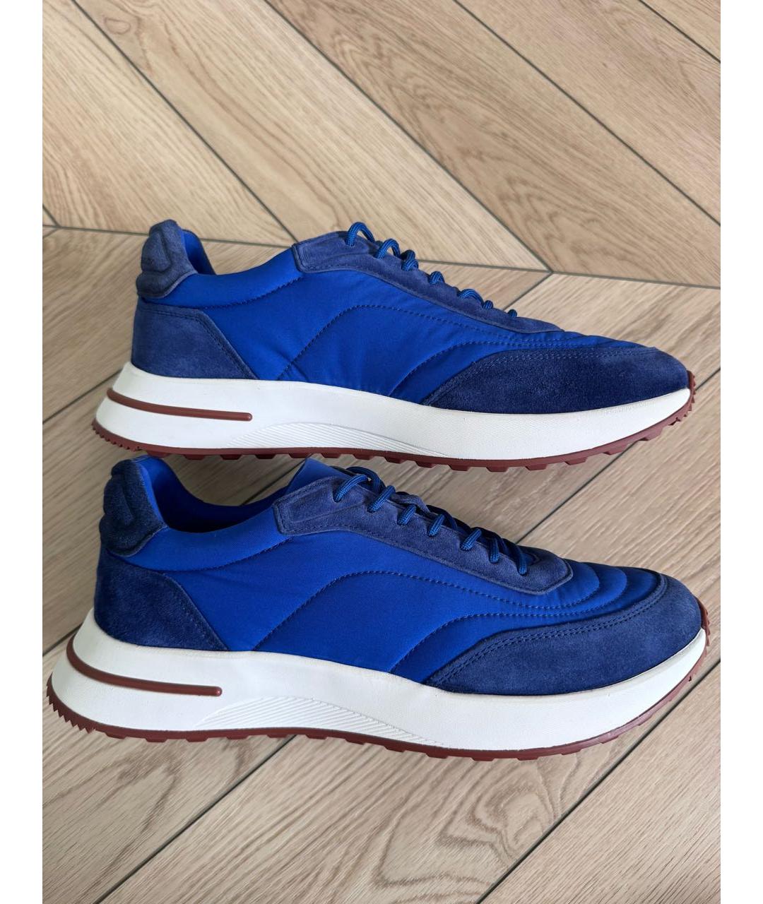 LORO PIANA Синие текстильные низкие кроссовки / кеды, фото 6