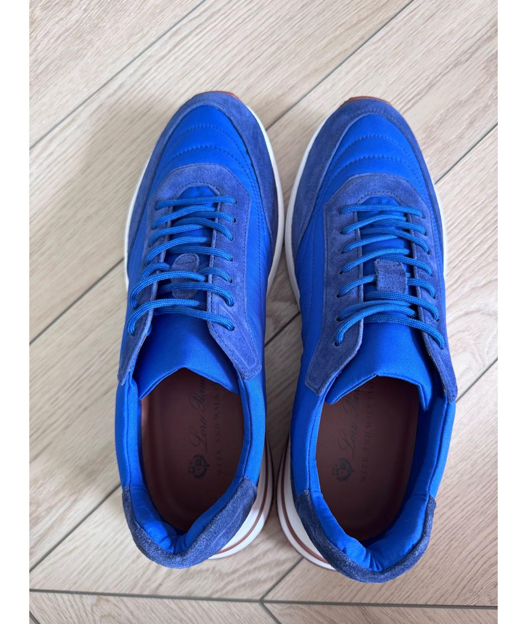 LORO PIANA Синие текстильные низкие кроссовки / кеды, фото 4