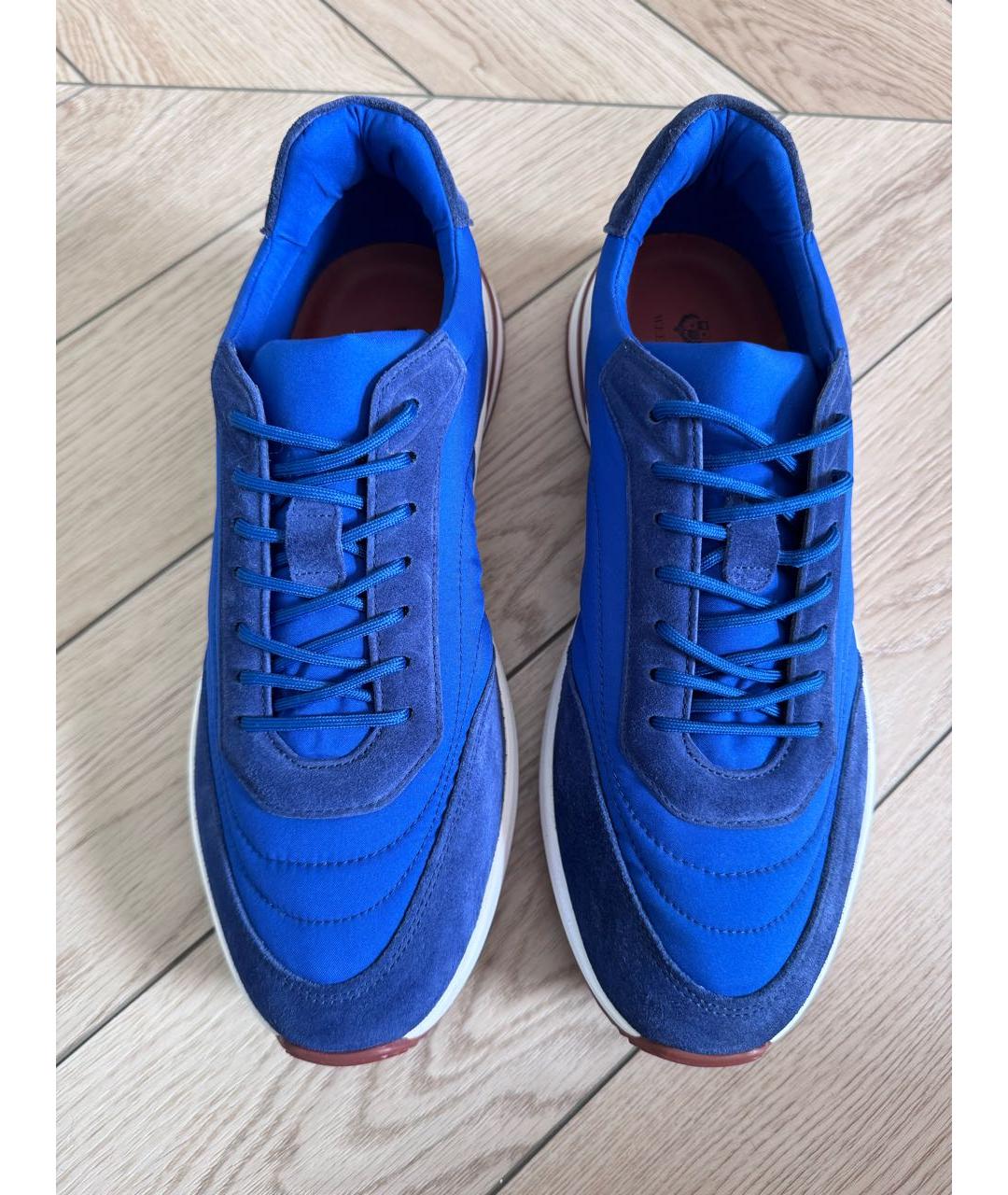 LORO PIANA Синие текстильные низкие кроссовки / кеды, фото 3