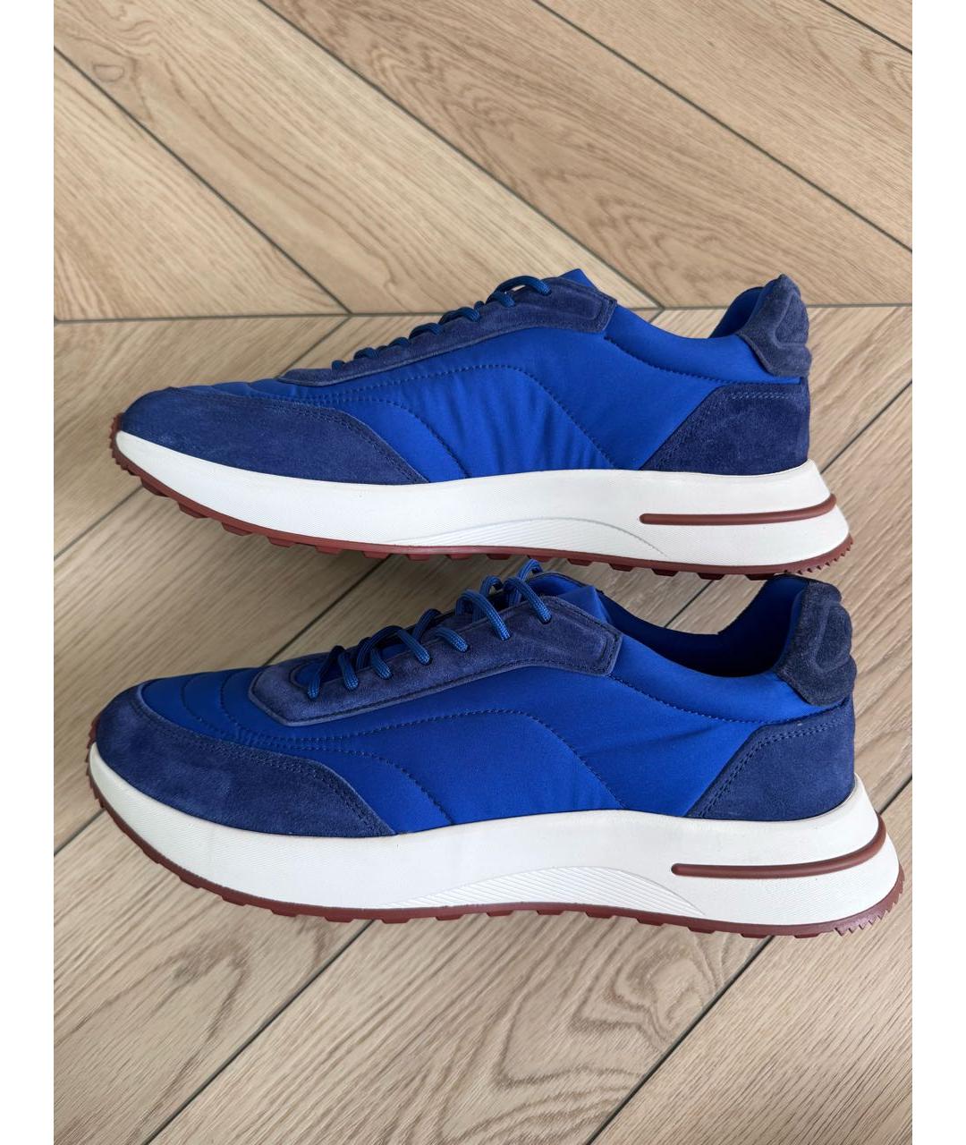 LORO PIANA Синие текстильные низкие кроссовки / кеды, фото 5