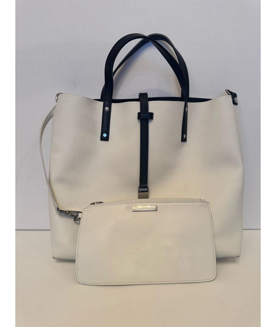 TIFFANY&CO Белая кожаная сумка с короткими ручками, фото 5