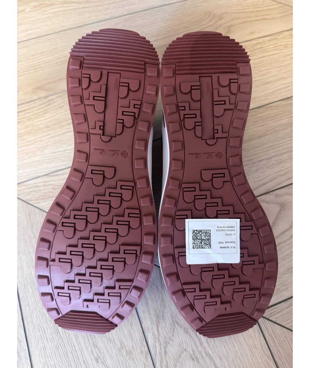 LORO PIANA Бордовые текстильные низкие кроссовки / кеды, фото 7