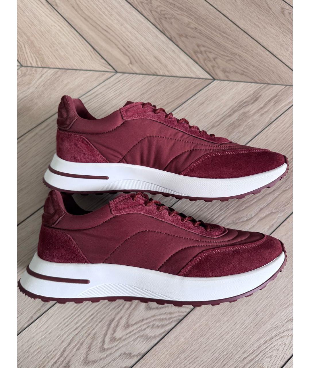 LORO PIANA Бордовые текстильные низкие кроссовки / кеды, фото 3