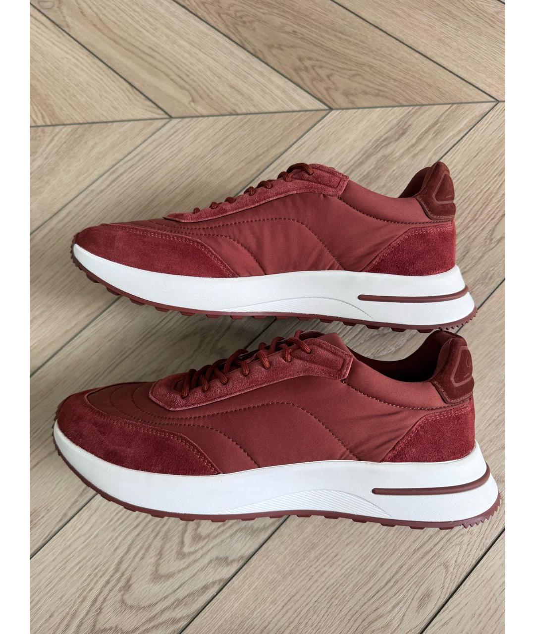 LORO PIANA Бордовые текстильные низкие кроссовки / кеды, фото 4