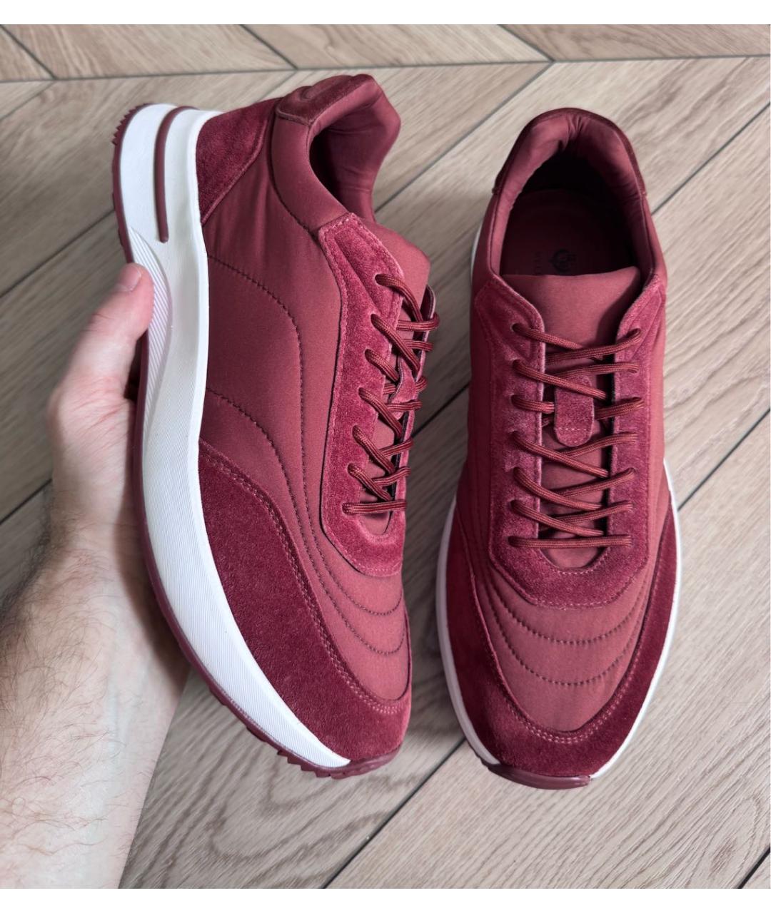 LORO PIANA Бордовые текстильные низкие кроссовки / кеды, фото 2