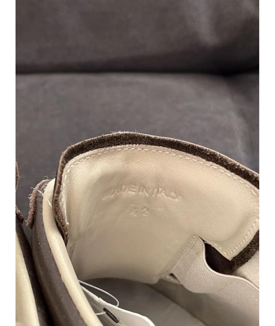 MAISON MARGIELA Коричневые кожаные низкие кроссовки / кеды, фото 6