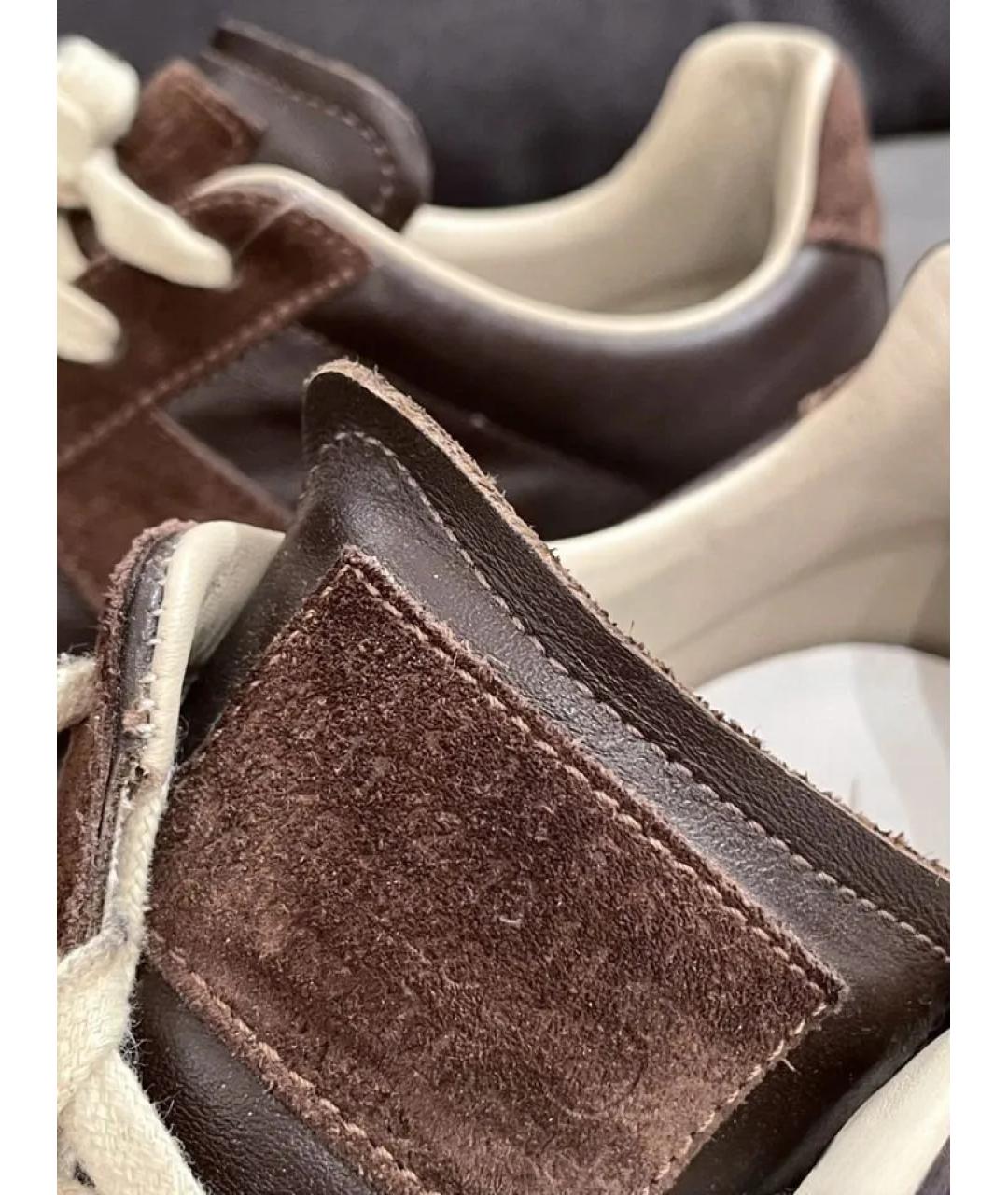 MAISON MARGIELA Коричневые кожаные низкие кроссовки / кеды, фото 7