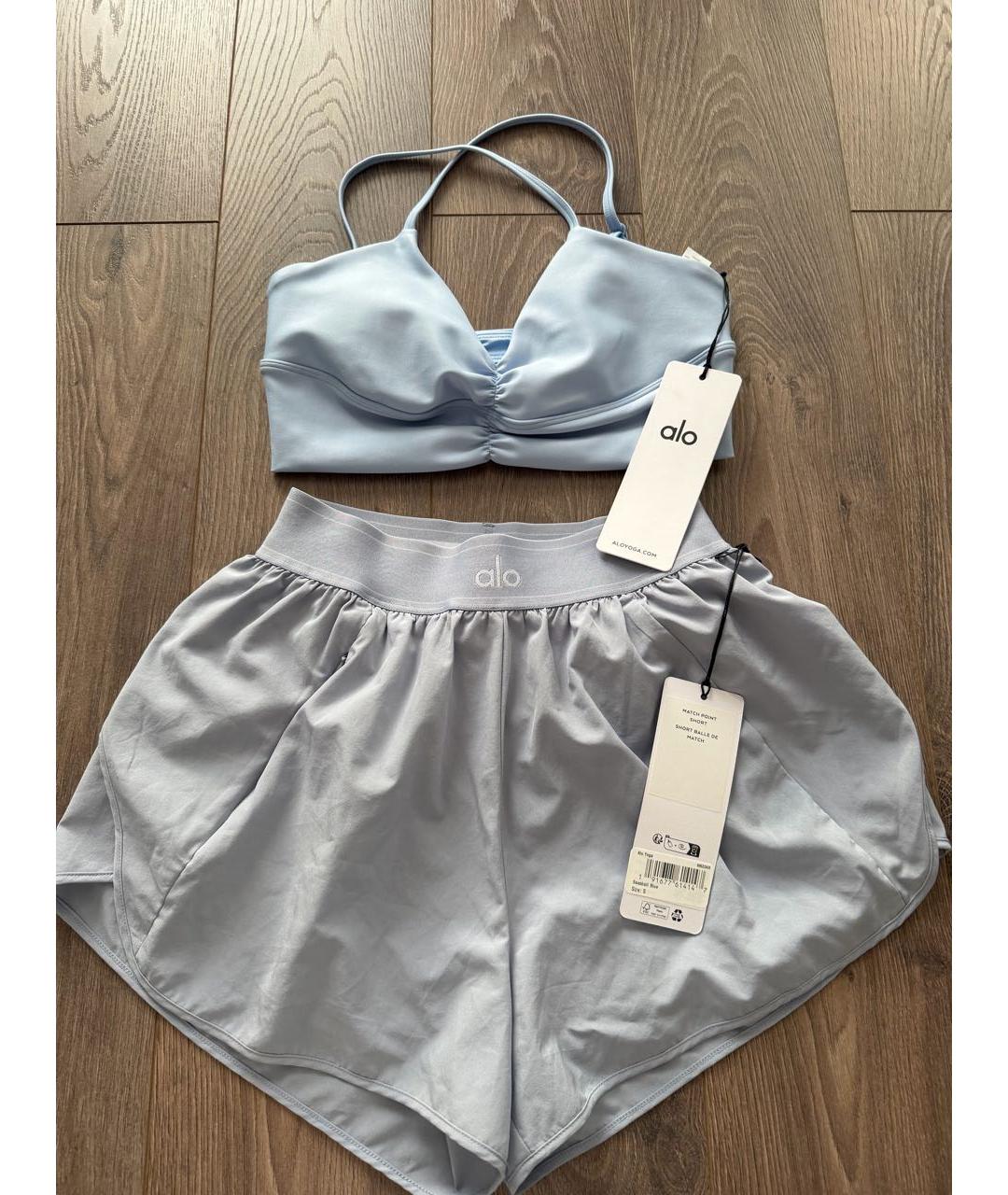 ALO YOGA Голубая полиэстеровая майка, фото 2