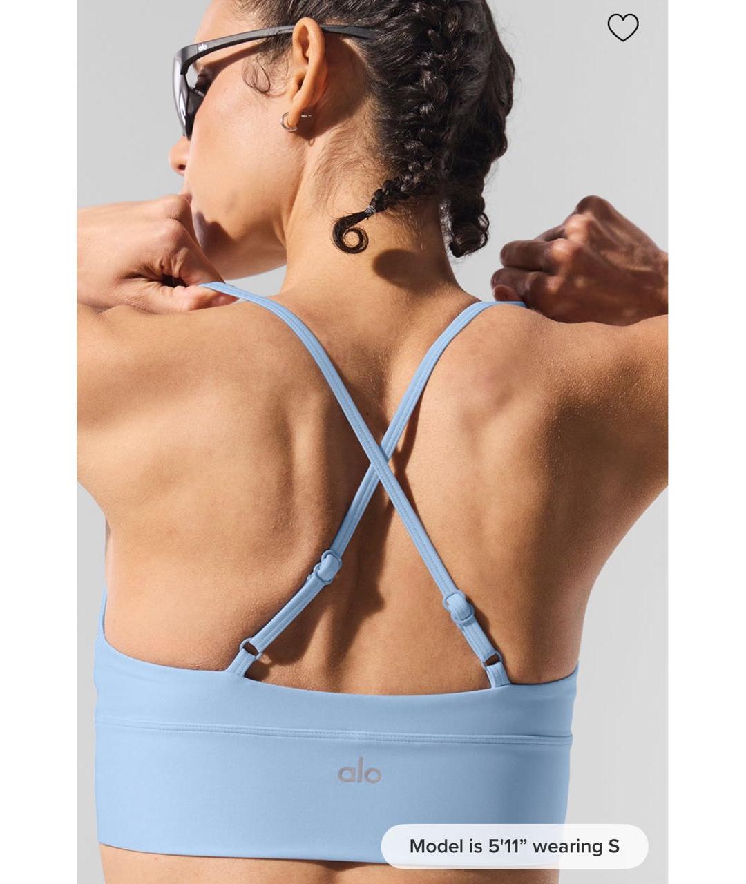 ALO YOGA Голубая полиэстеровая майка, фото 4