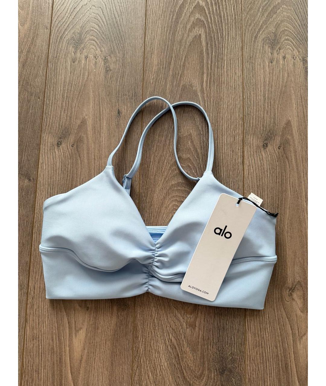 ALO YOGA Голубая полиэстеровая майка, фото 5