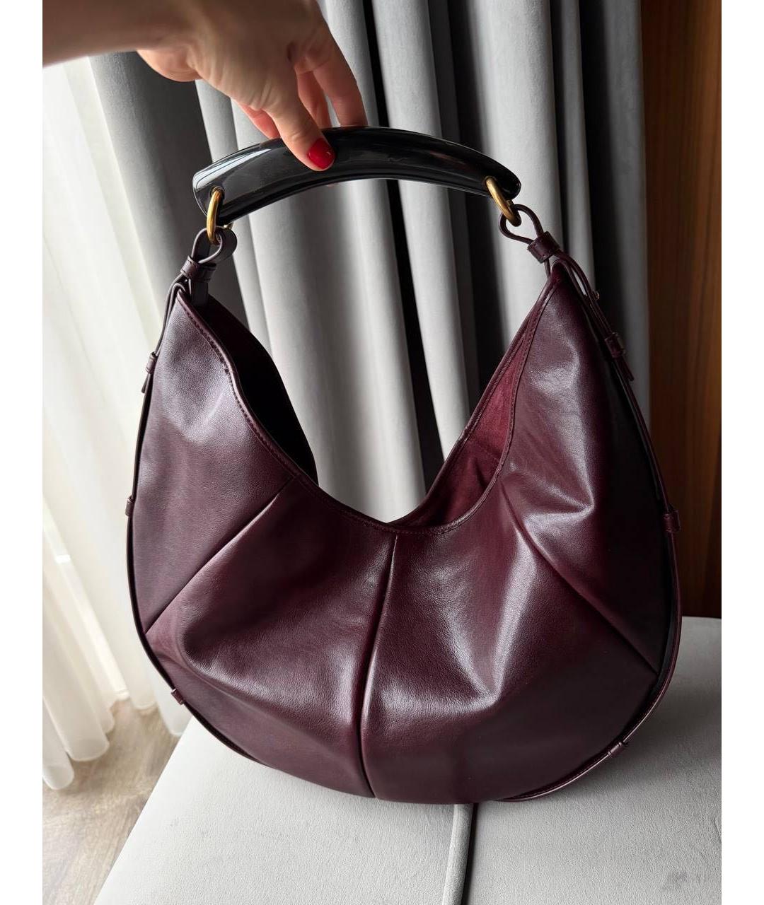 SAINT LAURENT Бордовая кожаная сумка с короткими ручками, фото 4