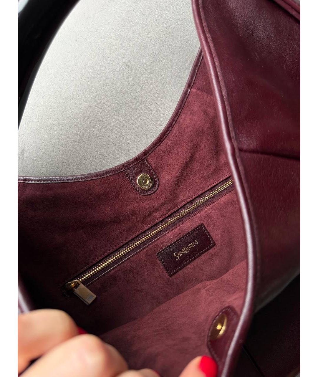 SAINT LAURENT Бордовая кожаная сумка с короткими ручками, фото 3