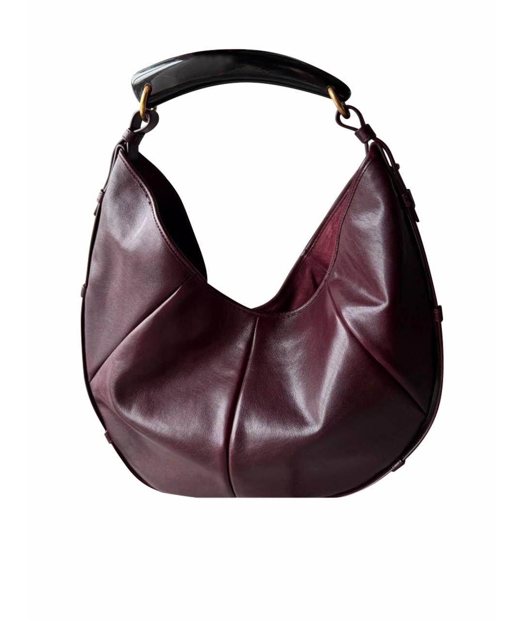 SAINT LAURENT Бордовая кожаная сумка с короткими ручками, фото 1