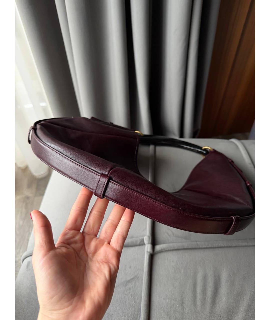 SAINT LAURENT Бордовая кожаная сумка с короткими ручками, фото 6