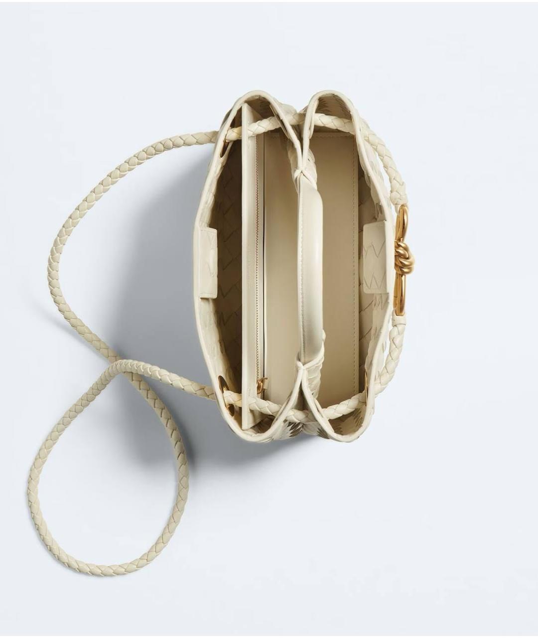 BOTTEGA VENETA Бежевая кожаная сумка с короткими ручками, фото 6