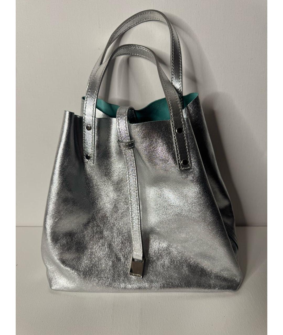 TIFFANY&CO Серебряная кожаная сумка с короткими ручками, фото 9