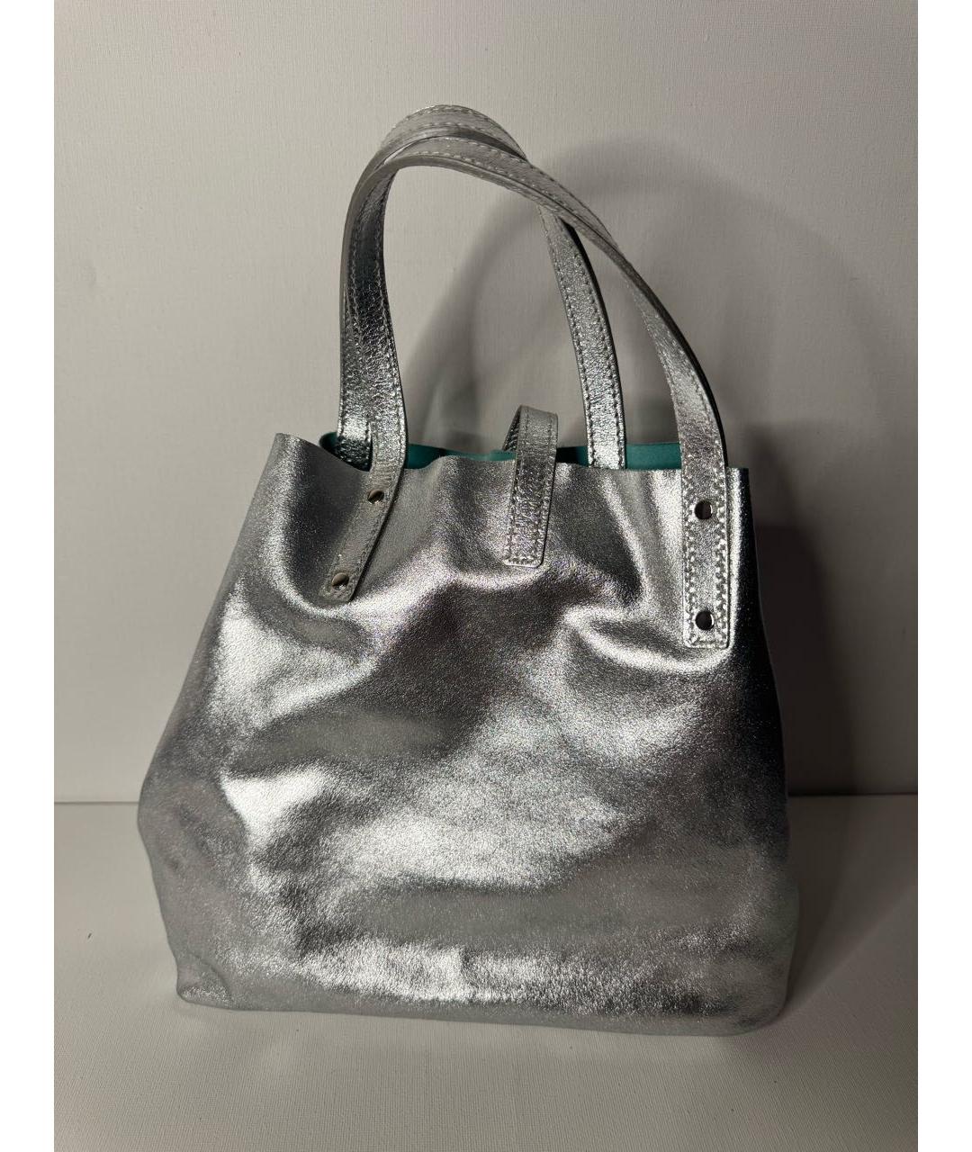 TIFFANY&CO Серебряная кожаная сумка с короткими ручками, фото 3