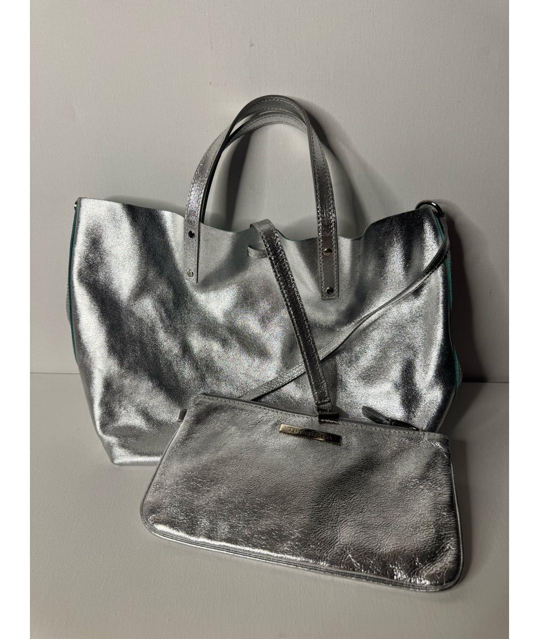 TIFFANY&CO Серебряная кожаная сумка с короткими ручками, фото 2