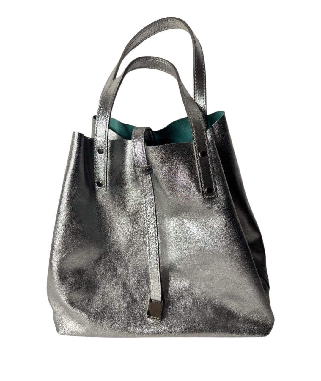 TIFFANY&CO Серебряная кожаная сумка с короткими ручками, фото 1