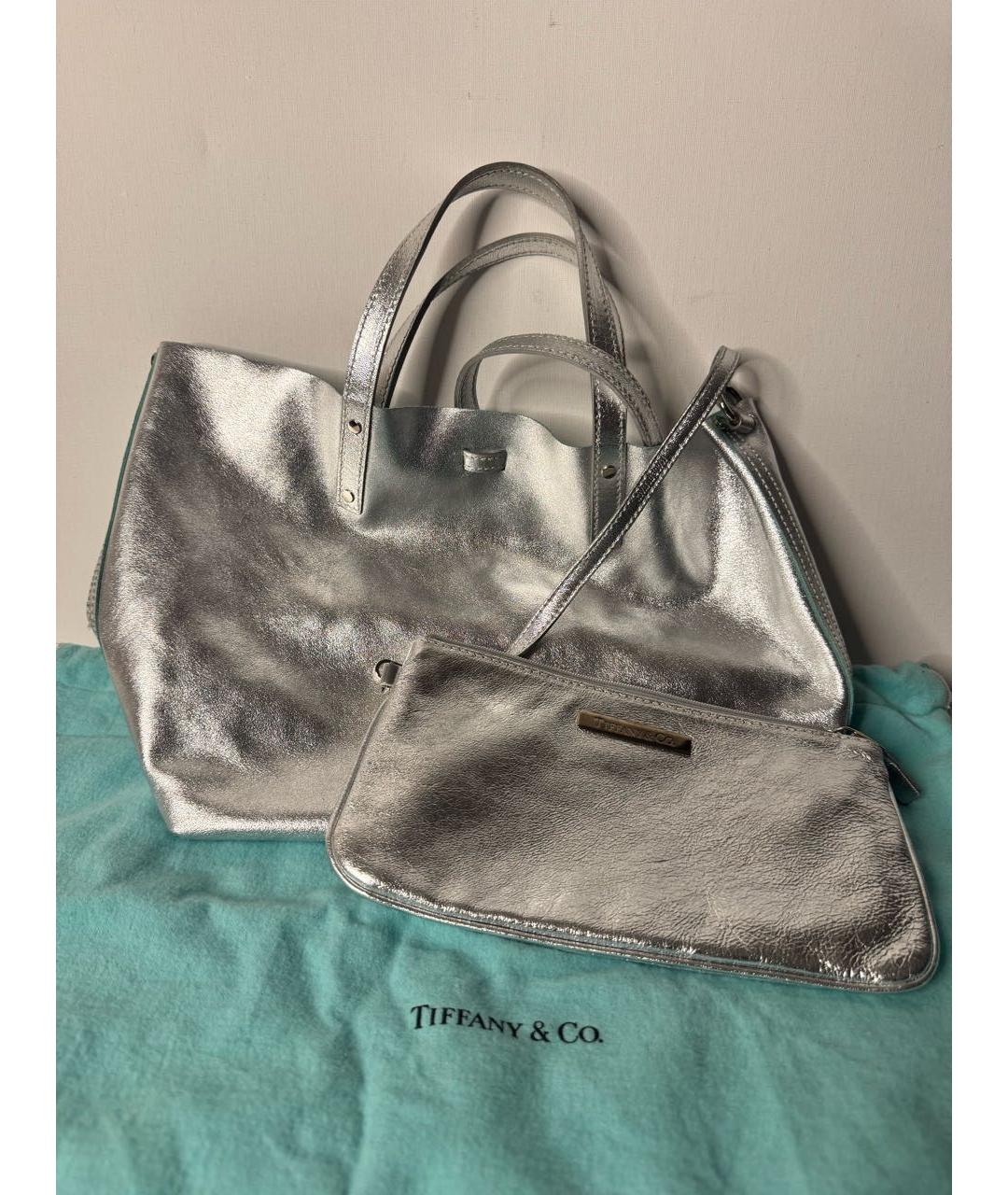 TIFFANY&CO Серебряная кожаная сумка с короткими ручками, фото 5