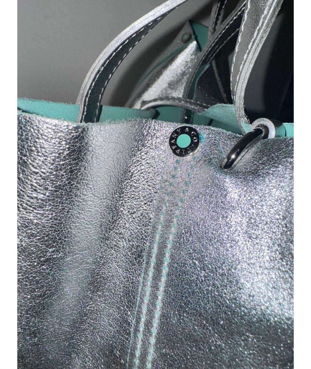 TIFFANY&CO Серебряная кожаная сумка с короткими ручками, фото 8