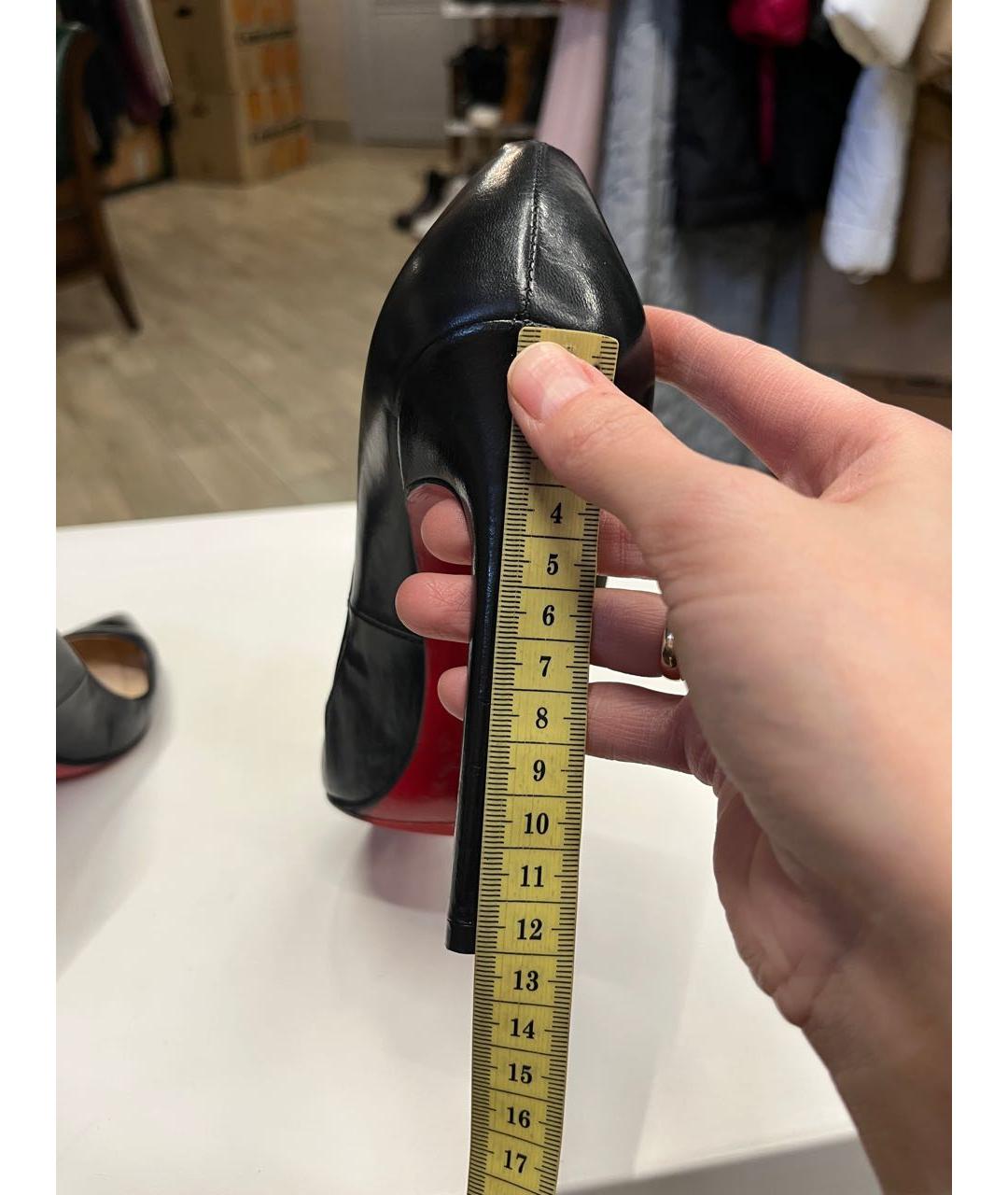 CHRISTIAN LOUBOUTIN Черные кожаные туфли, фото 3