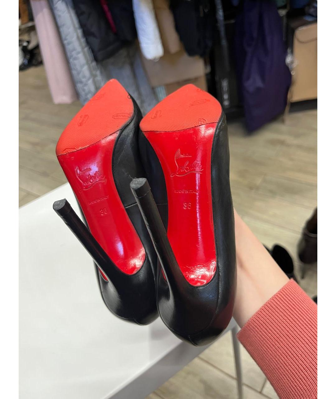 CHRISTIAN LOUBOUTIN Черные кожаные туфли, фото 4