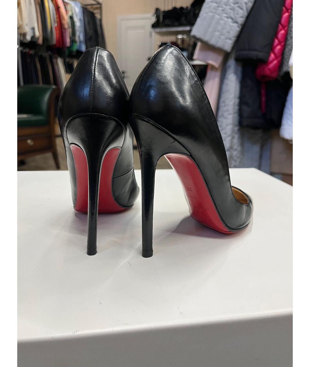 CHRISTIAN LOUBOUTIN Черные кожаные туфли, фото 6