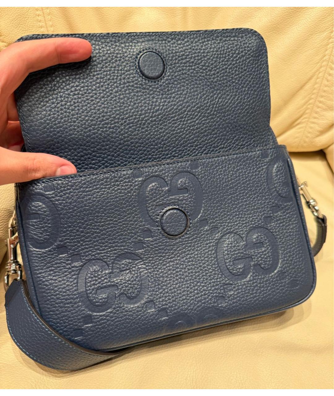 GUCCI Синяя кожаная сумка на плечо, фото 2